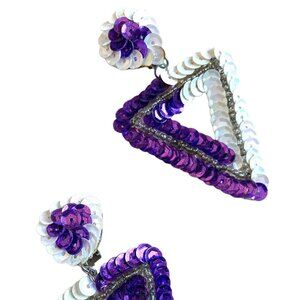 Vintage 1980s Sequin Triangle Drop Earrings